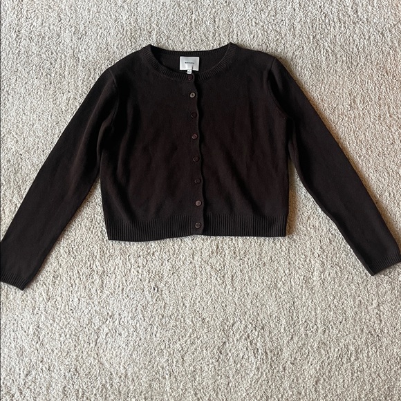 Reformation Clara Cashmere Crew Cardigan in Mole - Picture 4 of 8